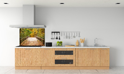 Crédence de cuisine en verre Pont dans les bois Automne