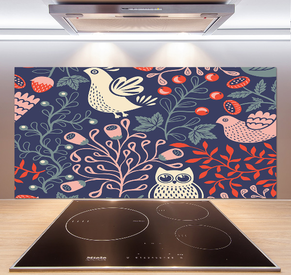 Crédence en verre avec motif Plantes hibou poule