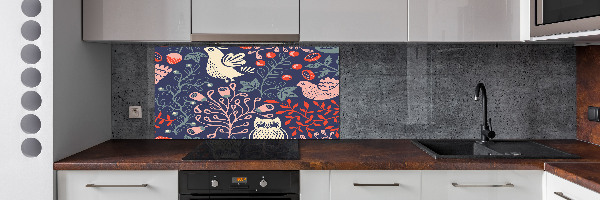 Crédence en verre avec motif Plantes hibou poule