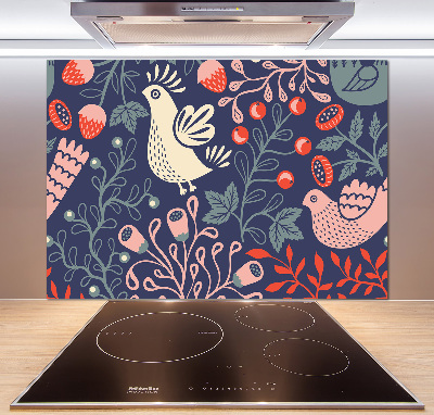Crédence en verre avec motif Plantes hibou poule