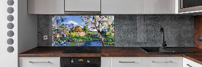Crédence en verre avec motif Paysage printanier