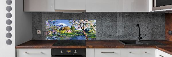 Crédence en verre avec motif Paysage printanier