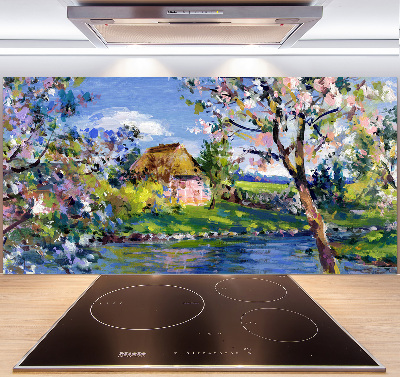 Crédence en verre avec motif Paysage printanier