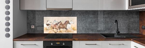 Crédence cuisine en verre Chevaux au galop