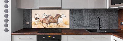 Crédence cuisine en verre Chevaux au galop