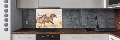 Crédence cuisine en verre Chevaux au galop