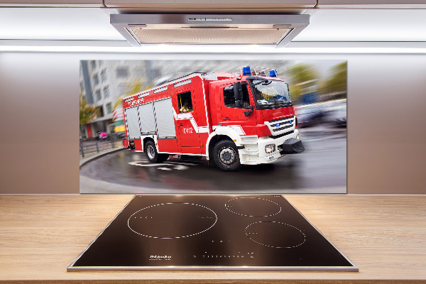 Crédence en verre cuisine Camion de pompiers