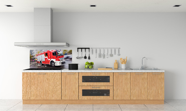 Crédence en verre cuisine Camion de pompiers