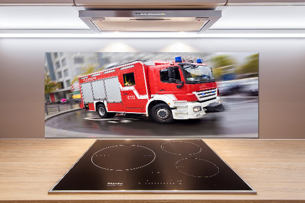 Crédence en verre cuisine Camion de pompiers