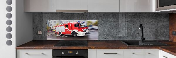 Crédence en verre cuisine Camion de pompiers