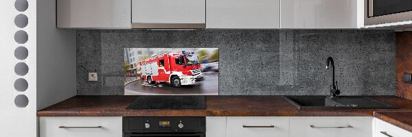 Crédence en verre cuisine Camion de pompiers
