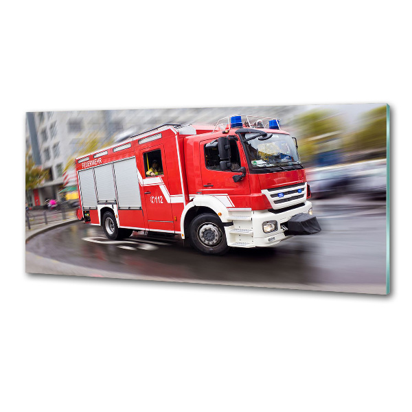 Crédence en verre cuisine Camion de pompiers