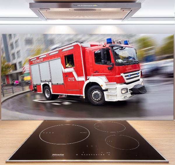 Crédence en verre cuisine Camion de pompiers