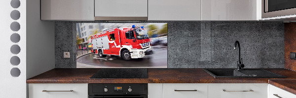 Crédence en verre cuisine Camion de pompiers