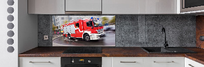 Crédence en verre cuisine Camion de pompiers