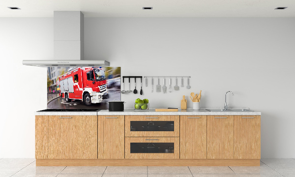 Crédence en verre cuisine Camion de pompiers