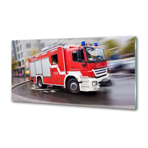 Crédence en verre cuisine Camion de pompiers