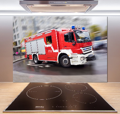 Crédence en verre cuisine Camion de pompiers