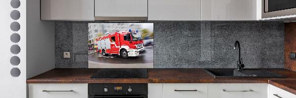 Crédence en verre cuisine Camion de pompiers