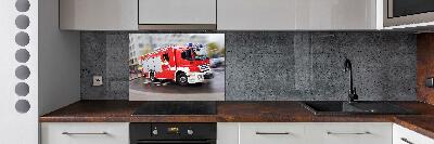 Crédence en verre cuisine Camion de pompiers