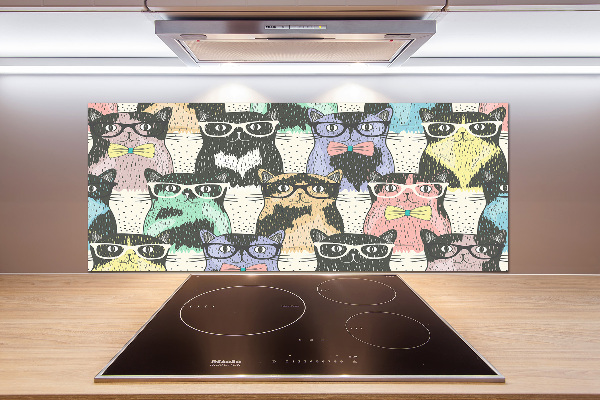 Panneau crédence cuisine Chats avec lunettes