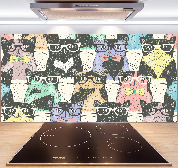 Panneau crédence cuisine Chats avec lunettes