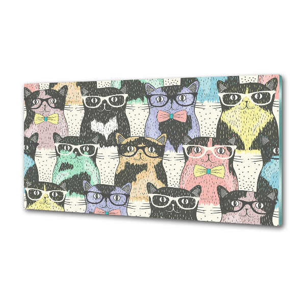 Panneau crédence cuisine Chats avec lunettes