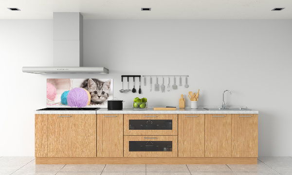 Panneau crédence cuisine Chat avec des écheveaux