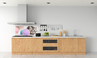 Panneau crédence cuisine Chat avec des écheveaux