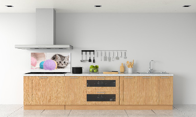 Panneau crédence cuisine Chat avec des écheveaux