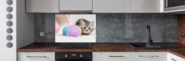 Panneau crédence cuisine Chat avec des écheveaux