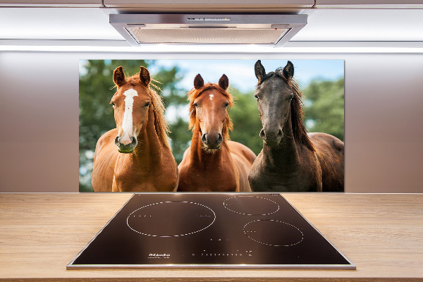 Crédence en verre avec motif Trois chevaux