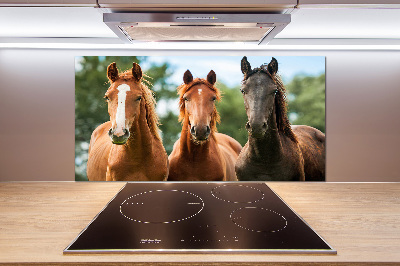 Crédence en verre avec motif Trois chevaux