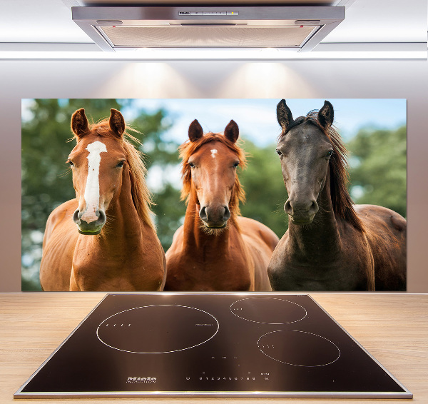 Crédence en verre avec motif Trois chevaux