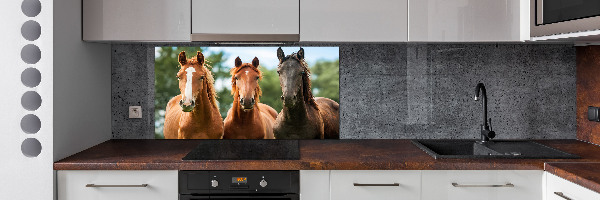 Crédence en verre avec motif Trois chevaux