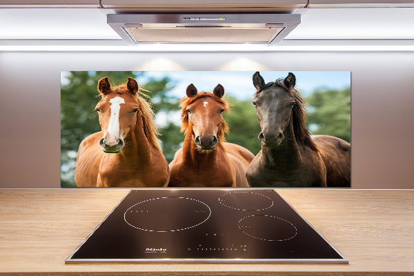 Crédence en verre avec motif Trois chevaux