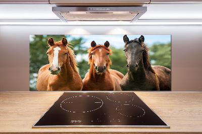 Crédence en verre avec motif Trois chevaux