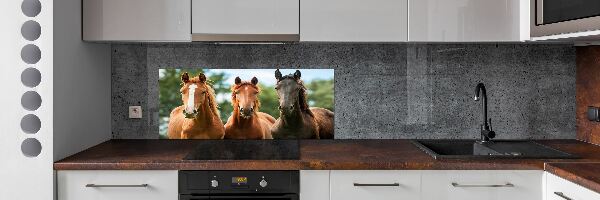 Crédence en verre avec motif Trois chevaux