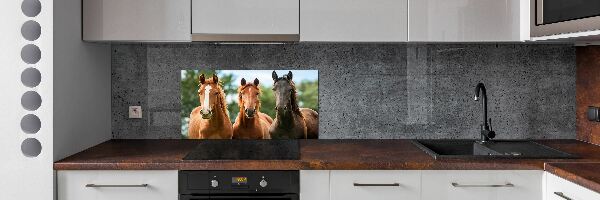 Crédence en verre avec motif Trois chevaux