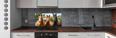 Crédence en verre avec motif Trois chevaux