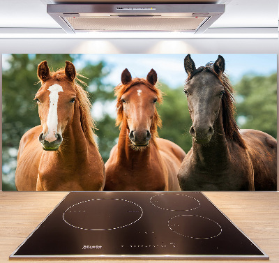 Crédence en verre avec motif Trois chevaux