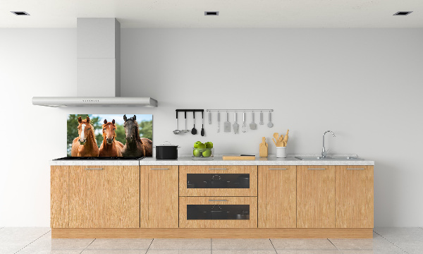 Crédence en verre avec motif Trois chevaux
