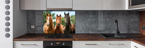 Crédence en verre avec motif Trois chevaux