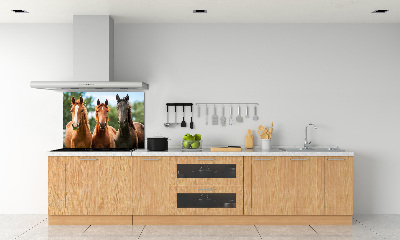 Crédence en verre avec motif Trois chevaux