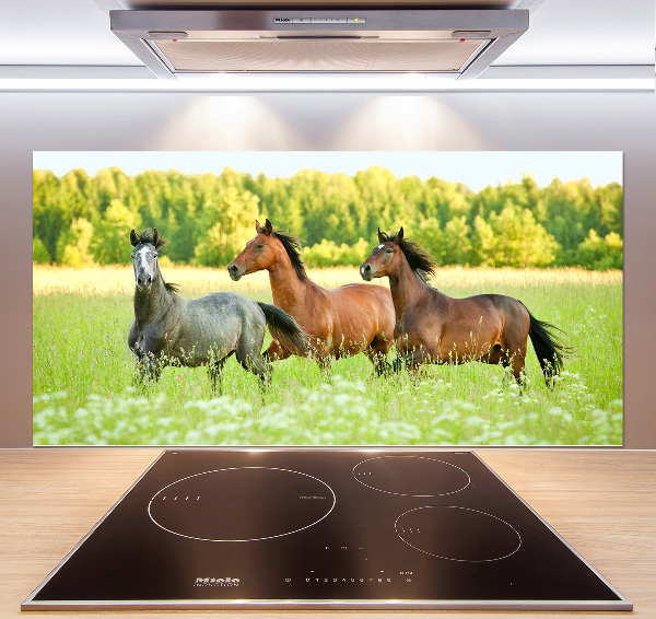 Crédence en verre Chevaux au galop