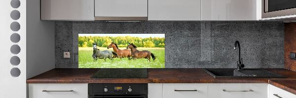 Crédence en verre Chevaux au galop