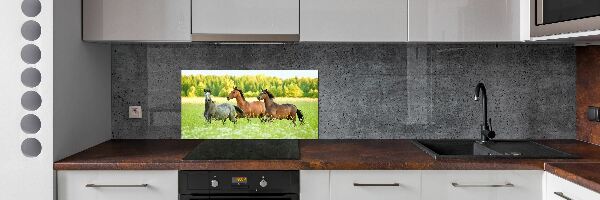 Crédence en verre Chevaux au galop