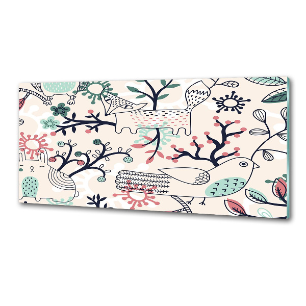 Crédence en verre trempé Animaux et fleurs