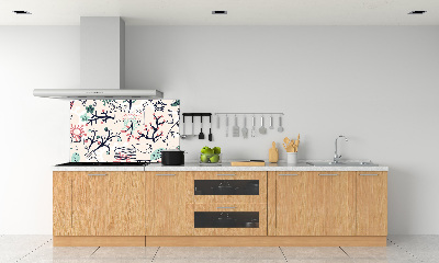 Crédence en verre trempé Animaux et fleurs