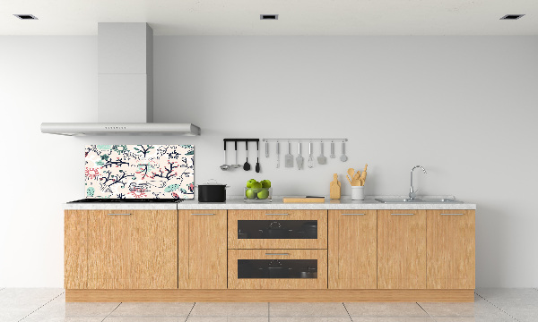 Crédence en verre trempé Animaux et fleurs